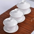 thumbnail image 4 of Gaiwan 2 Sets White Porcelain Teacups 110ml Tureen Sancai Cover Saucer for Loose tea Espresso, 4 of 8