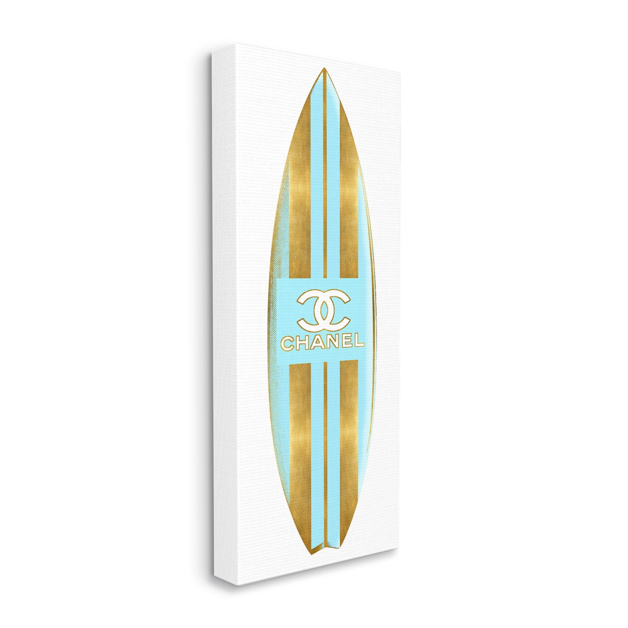 Stupell Industries Striped Turquoise Surfboard Glam Designer Fashion Motif Canvas Wall Art, 10 x 24, Design by Madeline Blake