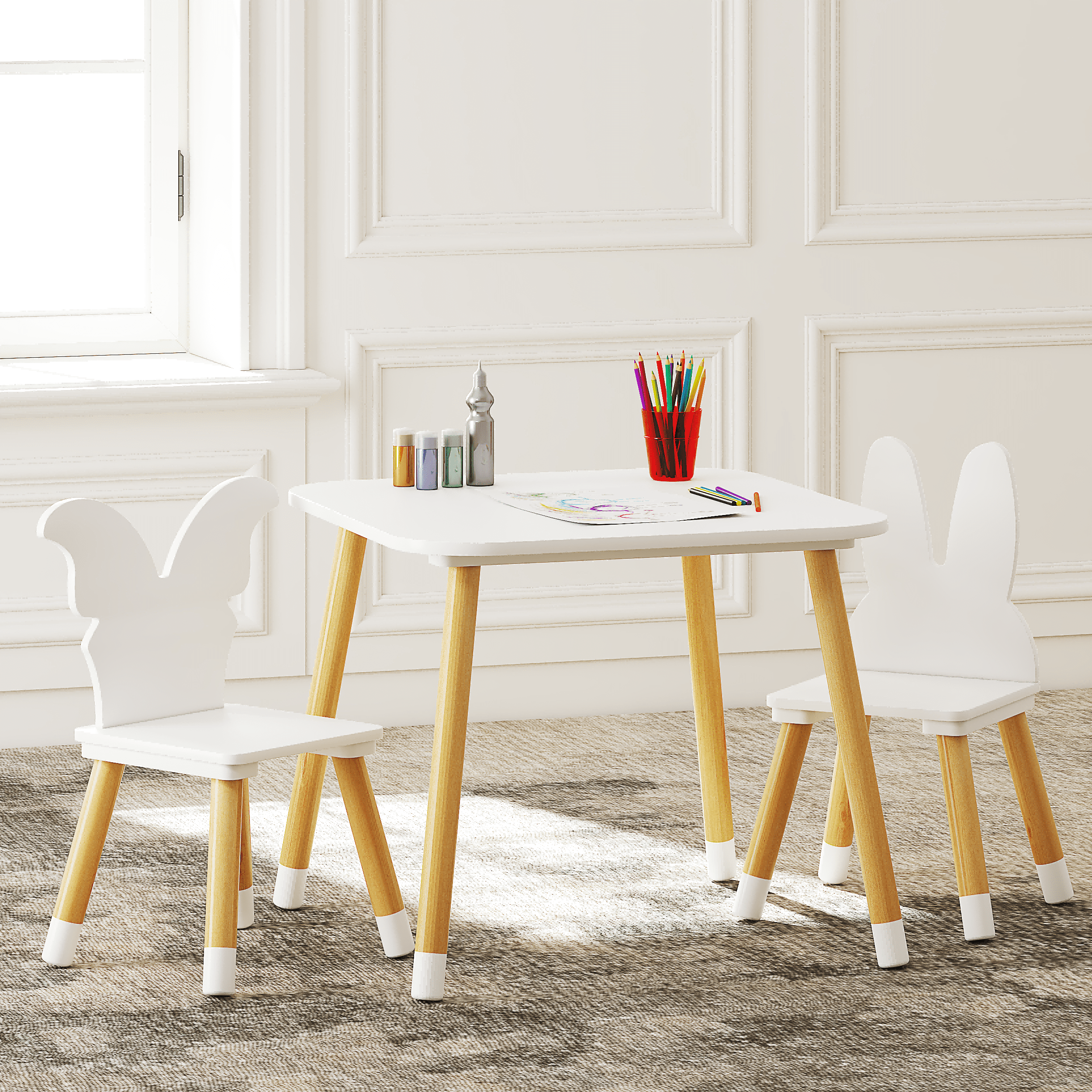 STAROUS Kids Table and Chair Set Kids Table with 2 Chairs Set, Table and Chair Set