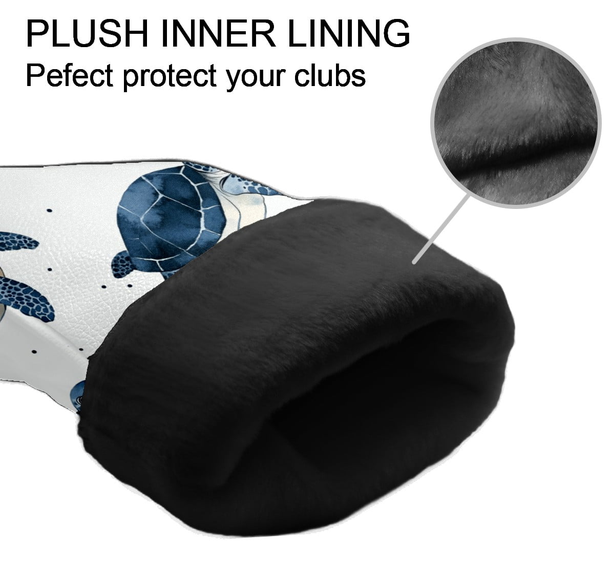 Golf Club Covers PU Leather Waterproof Head Covers for Fairway Woods Hybrids Cute Water Turtle