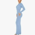 thumbnail image 5 of DHFJKG Dresses For Women Slim Fit Crewneck Long Sleeve Solid Color Maxi Dress Party Club Teacher Casual Office Versatile Dresses, 5 of 8