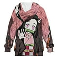 thumbnail image 2 of Kamado Nezuko Kids Hoodie Raglan Sleeve Hooded Snap Sweatshirt Casual Wear Soft Breathable Outerwear Winter Clothes 6-7Y, 2 of 3