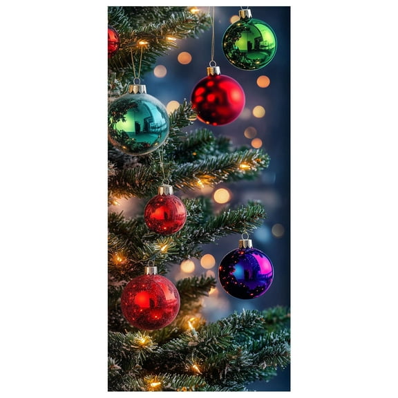 Christmas Front Door Cover Elastic, 35 * 78''Christmas Door Cover Cloth with Elastic, 2025 New Christmas Front Door Decorations, Elastic Fabric Door Cover Christmas for Festive Party Home Decor