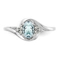 thumbnail image 5 of Solid 14k White Gold Aquamarine Blue March Gemstone Diamond Engagement Ring Size 8 (.02 cttw.), 5 of 6