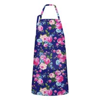 Pioneer Flower Floral Print Pattern Apron-Garden Aprons for Women with Pockets-Cotton Linen Waterproof Kitchen Cooking Gardening Aprons Adjustable for Kitchen,Cooking,BBQ and Salon 33x27 Inch