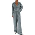 thumbnail image 5 of Pajamas for Women Set Fall Fashion Must Have Womens Pajama Sets V Neck Fitness Pj Set Long Sleeve Shirts Matching Pjs for Couples Light Blue, 5 of 7