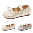 thumbnail image 6 of GiLiling Girls Mary Jane Ballet Flats, Bowknot Adjustable Strap Shoes with Soft Rubber Sole, Closed-Toe PU Leather Dress Shoes for Weddings Parties Everyday Wear (White, 2-2.5 Years), 6 of 8