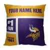 The Northwest Group Minnesota Vikings 18'' x 18'' Colorblock Personalized Throw Pillow