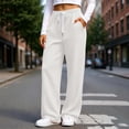 thumbnail image 5 of Liuinsasek Women's Waffle Pattern Wide Leg Pants Fashion Casual Solid Color Drawstring Elastic Waist Comfy Loose Lounge Pants Winter style with Pockets, 5 of 8