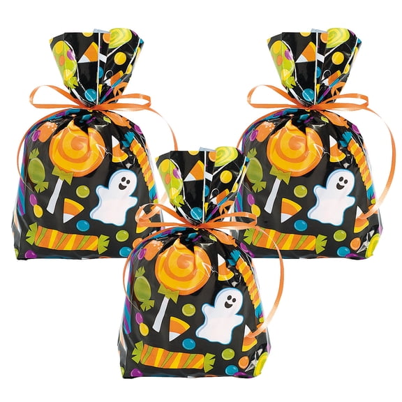 Sweet Halloween Cellophane Bags - Party Supplies - 12 Pieces