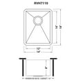 thumbnail image 4 of Ruvati 14-inch Undermount 16 Gauge Zero Radius Bar Prep Kitchen Sink Single Bowl, 4 of 14