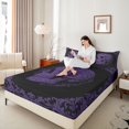 thumbnail image 3 of Homewish Baroque Antique Skull Bed Sheets for Kids, Lavender Mandala Floral Full Size Sheets, 4pcs, 1 Flat Sheet, 1 Fitted Sheet and 2 Pillowcases, 3 of 5