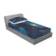 thumbnail image 3 of Forest Bedding Set with Sheet & Covers, Night with Home in Trunk of Enchanted Tree, Printed Bedroom Decor 2 Shams, 4 Sizes, Dark Night Blue Mustard, by Ambesonne, 3 of 3