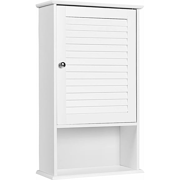 Bilot Bathroom Wall Cabinet, Bathroom Cabinet Wall Mounted with Single Shutter Door and Adjustable Shelf, Small Medicine Cabinet for Living Room, Kitchen or Entryway, 16.5 x 6.5 x 27.5 inches (White)