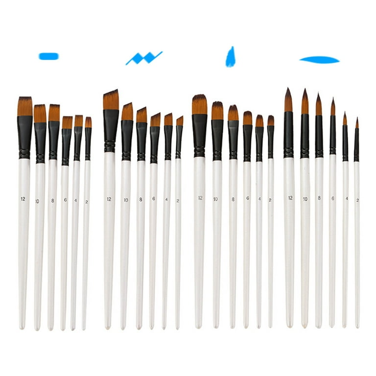 U.S. Art Supply 24-Piece Artist Paint Brush Set - Professional All-Purpose  Taklon Synthetic Brushes, Filbert, Round, Flat Bristles - Painting  Portraits, Canvas, Paper, Wood - Watercolor, Acrylic, Oil 