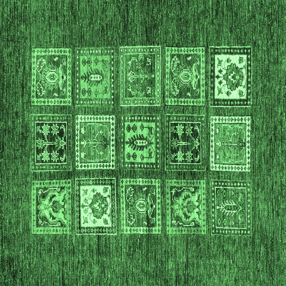 Ahgly Company Indoor Square Abstract Emerald Green Modern Area Rugs, 6' Square