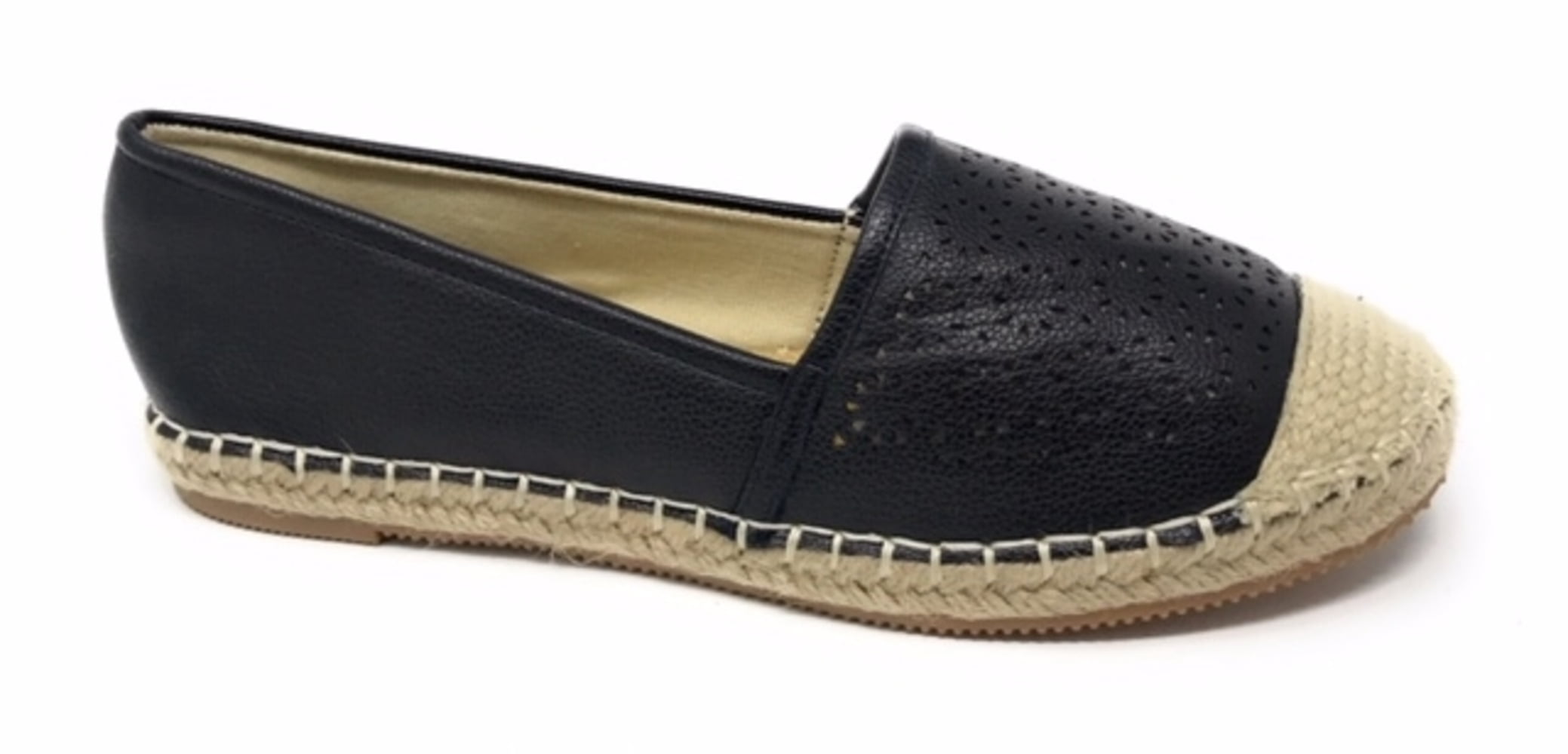 Women's Forever Young Faux Leather Embossed Woven Weaved Tip Espadrille