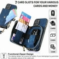 thumbnail image 2 of ELEHOLD iPhone 14 Crossbody Wallet Case, Zipper PU Leather Phone Case with Card Holder Wrist Strap Purse Cover for iPhone 14,Blue, 2 of 7
