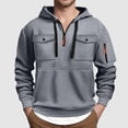 thumbnail image 2 of TOWED22 Hoodies For Men Quater Zip Up Pullover Sweatshirt Casual Workout Mens Hoodies with Pockets(Light Gray,3XL), 2 of 5