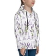thumbnail image 3 of Fotbe Lavender Flowers Pattern Youth Pullover Hooded Sweatshirt, Boys Hoodie, Kangaroo Pocket Hoodie for Kids Girls -X-Large, 3 of 6