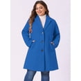 thumbnail image 2 of DARING DIVA Women's Plus Size Elegant Notched Lapel Trench Coat 4X Royal Blue, 2 of 6