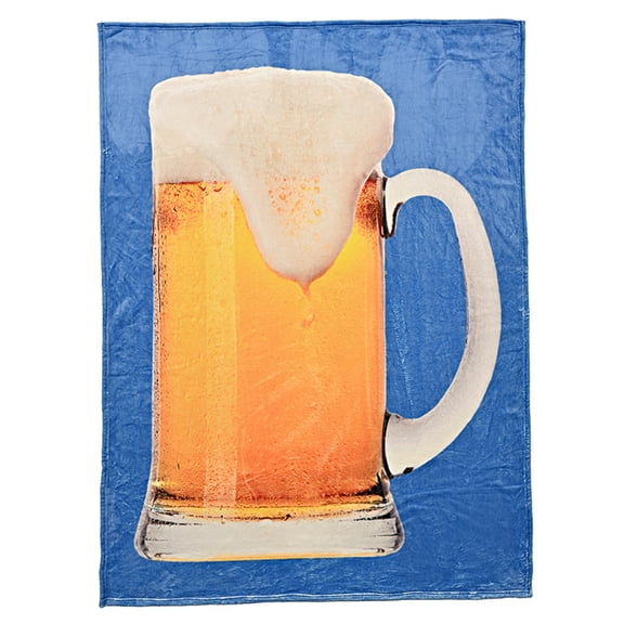 Beer Mug Traditional Rectangle Blanket 70"x50" - Warm & Snuggly Square Throw Blanket - Fun Cozy Food Print Blanket - Flannel Winter Blanket- Picnic and Beach Blanket - Perfect Gift