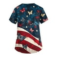 thumbnail image 4 of Royal Blue Shirt Women, 4Th Of July Scrub Tops Women Plus Size V Neck Short Sleeve Workwear With Pockets Red White And American Flag Top Maternity Pants Fourth Shirts Tops (L, Dark Blue) ZMTing, 4 of 4
