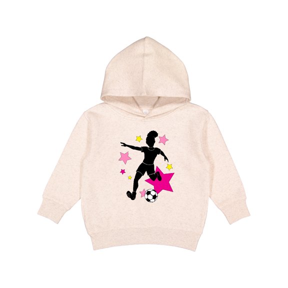 Inktastic Girl Playing Soccer Pink and Yellow Stars Toddler Hoodie