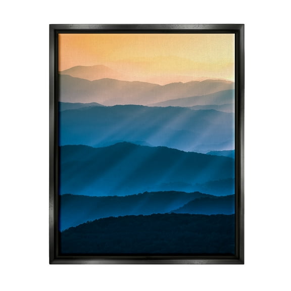 Stupell Industries Blue & Yellow Mountains Landscape Photography Black Floater Framed Canvas Art Print Wall Art, 17 x 21
