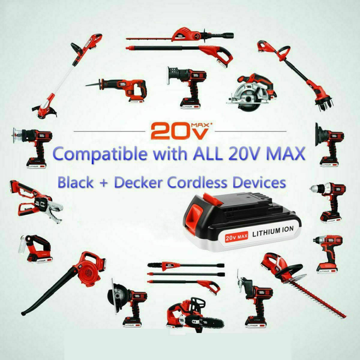 20V MAX Lithium-Ion Battery for Black & Decker LDX120C LDX120SB Cordless  Drill 885911235822