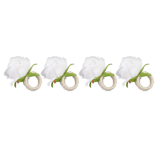 Porte-Serviettes Design Vigne, Anneau de Serviette Rose en Plastique Rangement Soigné Compact 4 Pcs Réutilisable pour Anniversaire Blanc, Bleu, Champagne, Rouge