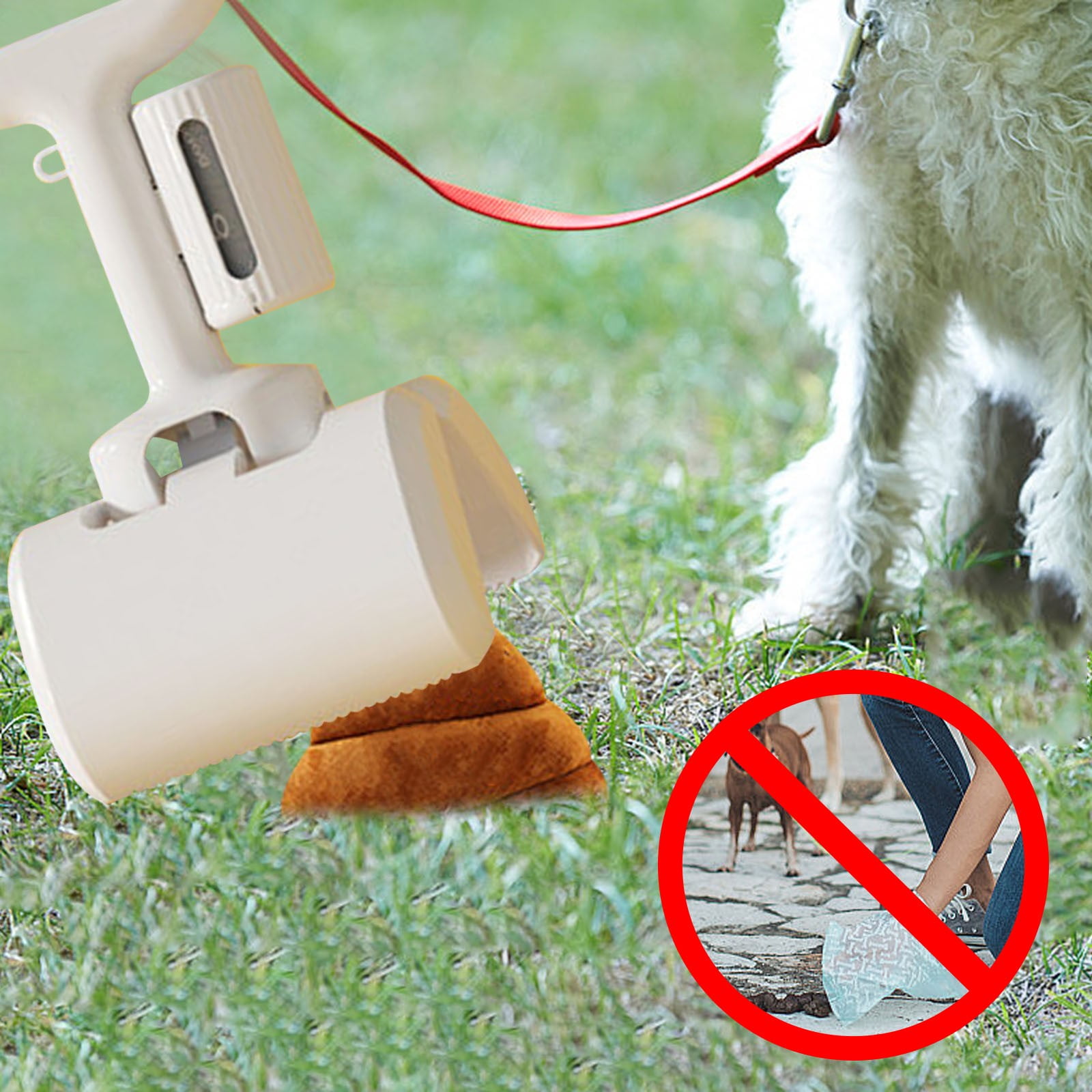 Dog Poop Bag Dispenser with Foldable Shovel Clip and 12 Count Odor-Control Bags, 10 in Handle, Portable Waste Collection System