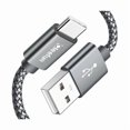 thumbnail image 1 of Chenchen USB-C to USB-A 2.0 Fast Car Charger Cable 1M, 3A Type C Fast Charging Nylon Braided Lead for iPhone Air 17 16 16e 15 Plus Pro Max, iPad, Galaxy S/A,Tablets,Laptops,Wall Chargers - 3.3ft/Gray, 1 of 1