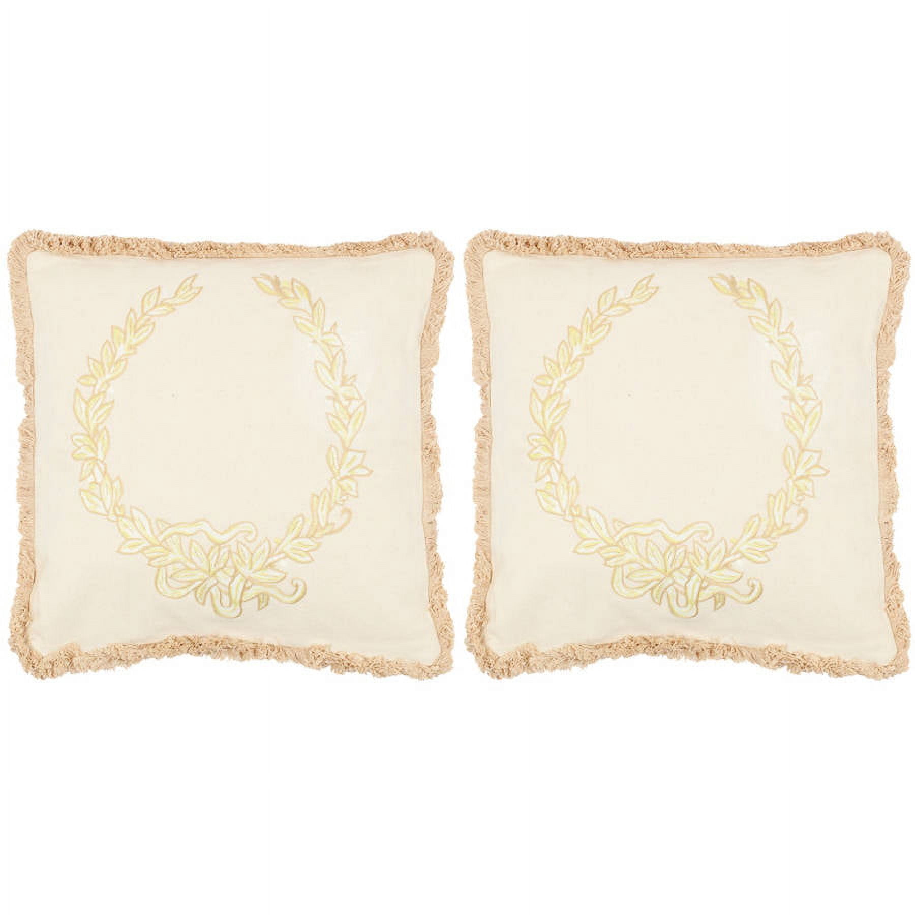 SAFAVIEH Lola Floral Pillow, 18" x 18", Wheat, Set of 2