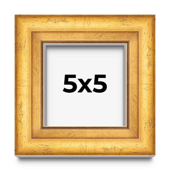 5x5 IN Shadow Box Frame Gold | 1.75 Inches Deep Real Wood Traditional Shadowbox Display Frame | UV