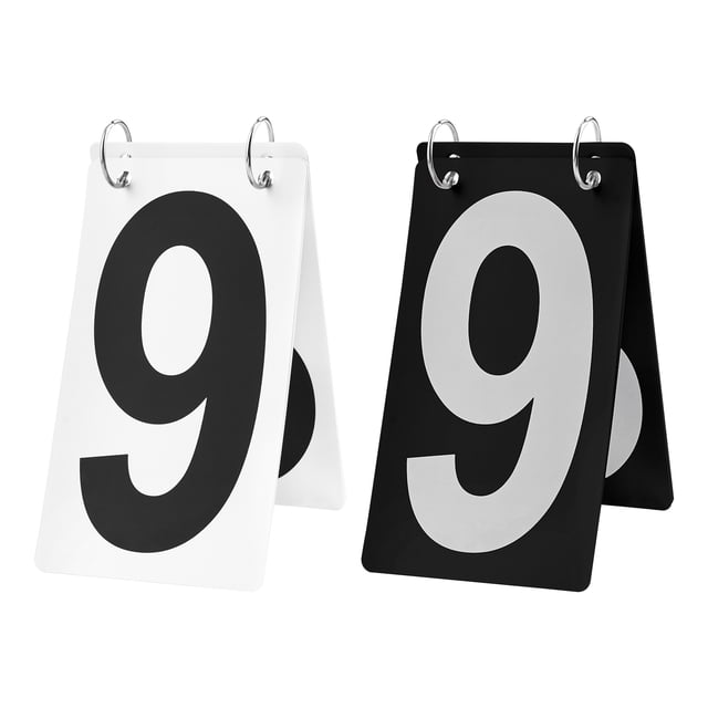GOGO 2 Sets water-resistant Flip Scoreboard Numbers, 4 x 7 Inch, White & Black Number 0-9 Double Sides