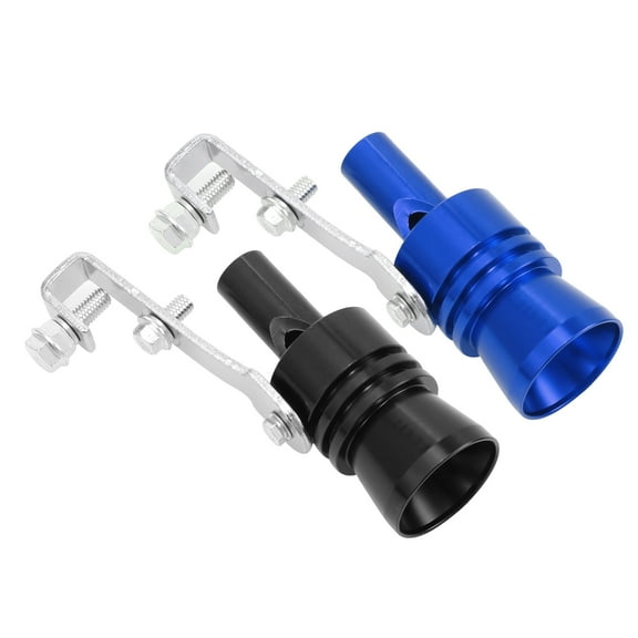Unique Bargains 2 Pcs XL Size Aluminum Alloy Universal Turbo Sound Exhaust Muffler Pipe Whistle Roar Maker for Car Black Blue