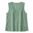 thumbnail image 4 of Hurxie Women's Loose Fit V Neck Lace Sleeveless Summer Tank Top Green,2XL, 4 of 7