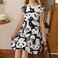 thumbnail image 4 of Girls Summer Vacation New Cute Panda Pattern Short Sleeve O-Neck School Party Fashion Casual Leisure Dress Cute Sundress, 4 of 6