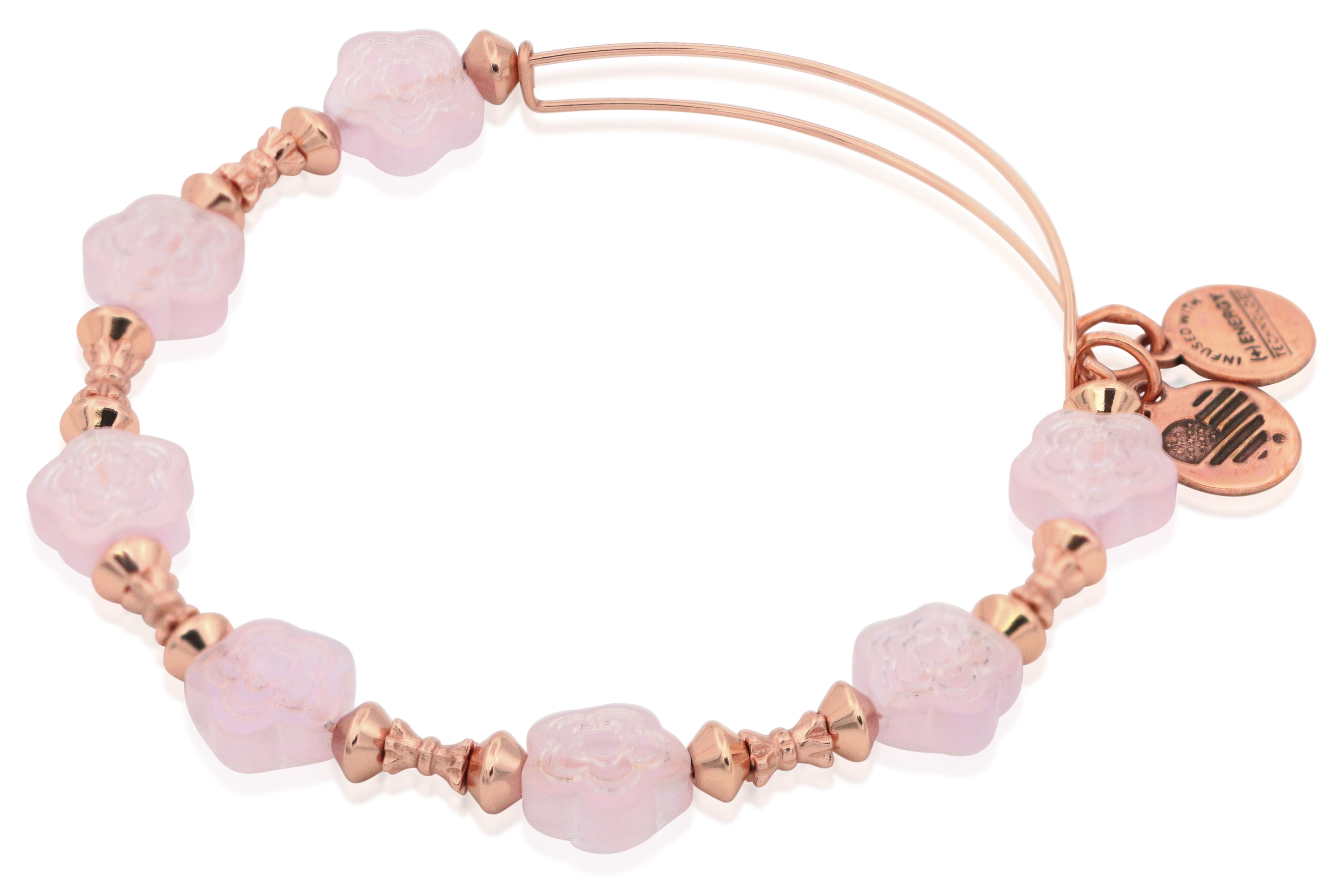 Alex and Ani Flower Halo Coral Bangle Bracelet Shiny Rose