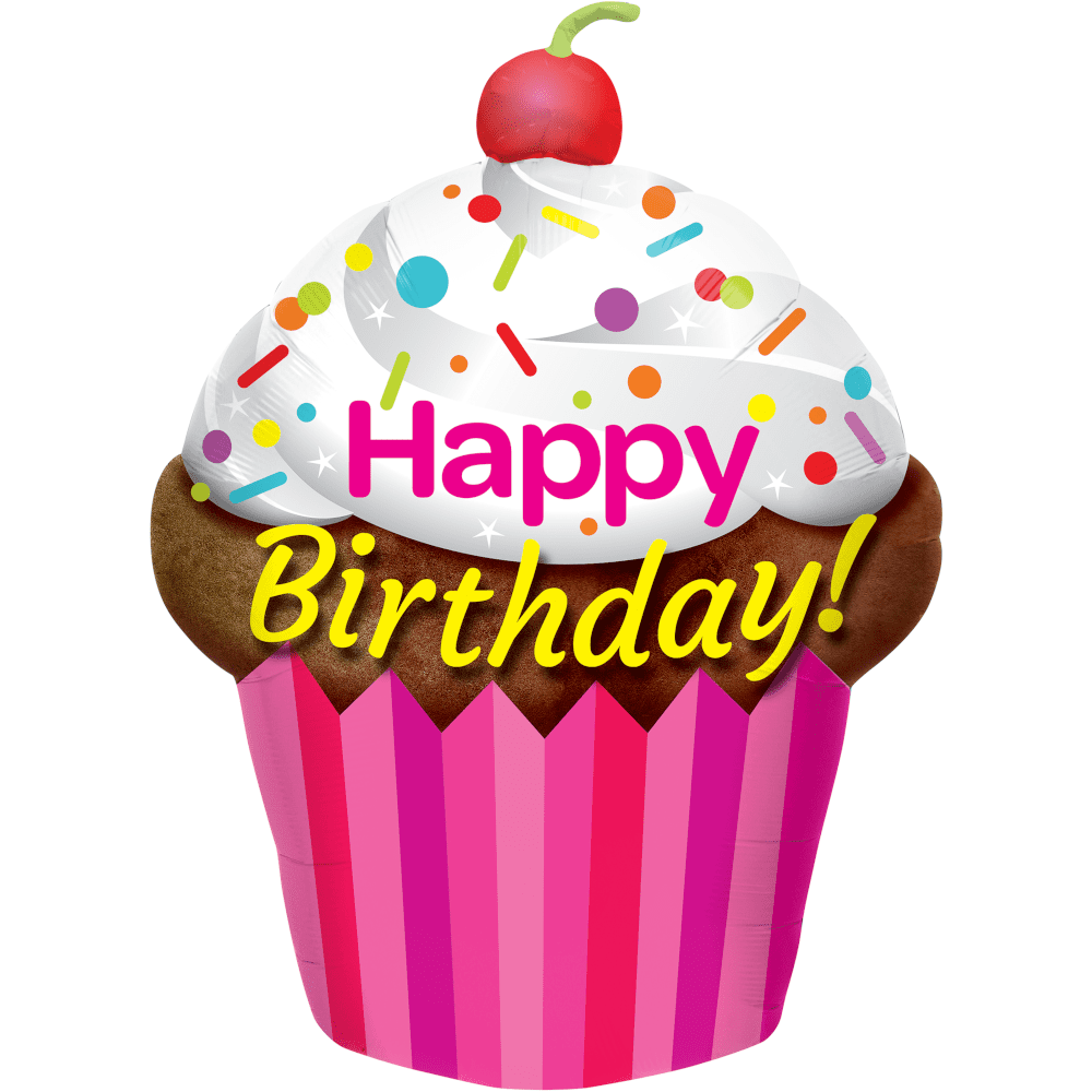 Way to Celebrate Foil Birthday Cupcake Balloon, Pink, 35in Walmart