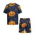thumbnail image 5 of Leidass Mens Halloween Pajama Set Short Sleeve Sleepwear Lounge Set Crew Neck Tee and Shorts Casual Homewear Two Piece Outfit Green 2XL, 5 of 7