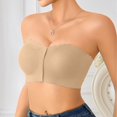 thumbnail image 2 of VISALY Strapless Front Closure Bra for Women Non Slip Padded Bandeau Bra Seamless Wirefree Underwear Strapless Bandeau Bralette Front Hook Padded Non Slip Seamless Push Up Tube Top Bra Khaki M, 2 of 8
