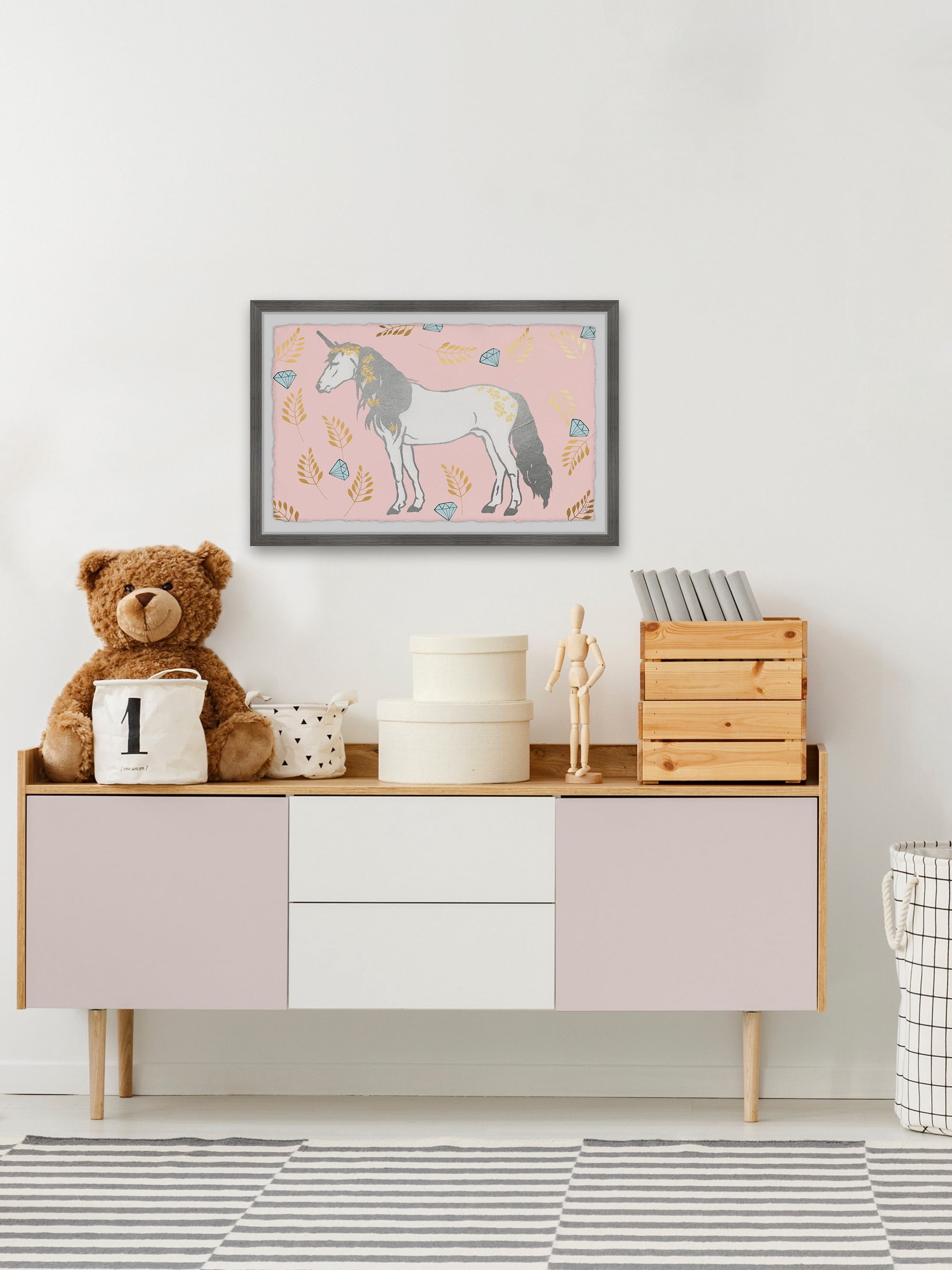 Marmont Hill Unicorn Diamonds Framed Wall Art