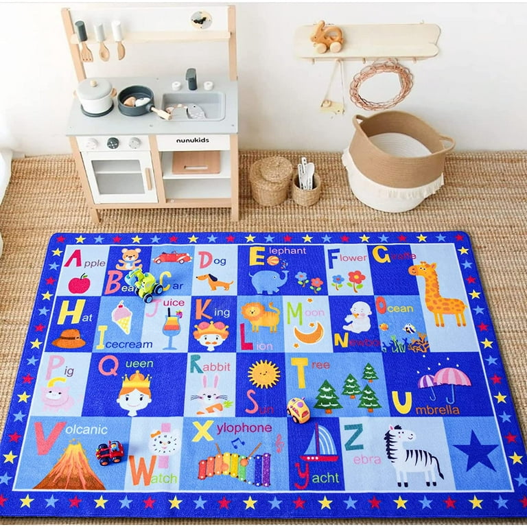 Nursery Decor Kids Playroom Area Rug, 5x7ft,ABC Kids Learning