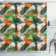 thumbnail image 1 of Oasis Shower Curtain, Healthy Tasty Date Palm Tree with Fruit and Leaves, Fabric Bathroom Set with Hooks, 69W X 84L Inches Extra Long, Vermilion Green Dark Green and Dark Orange, by Ambesonne, 1 of 2