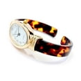 thumbnail image 2 of Tortoise Silver Acrylic Band Oval Face Women's Bangle Cuff Watch, 2 of 4