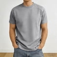 thumbnail image 2 of HONHUZH Mens Plus Size Summer Tops Solid T-Shirts Short Sleeve Oversized Crew Neck Unisex Casual Tee, 2 of 9