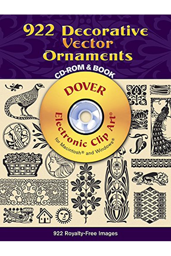 Pre-Owned Dover Electronic Clip Art: 922 Decorative Vector Ornaments (Other)