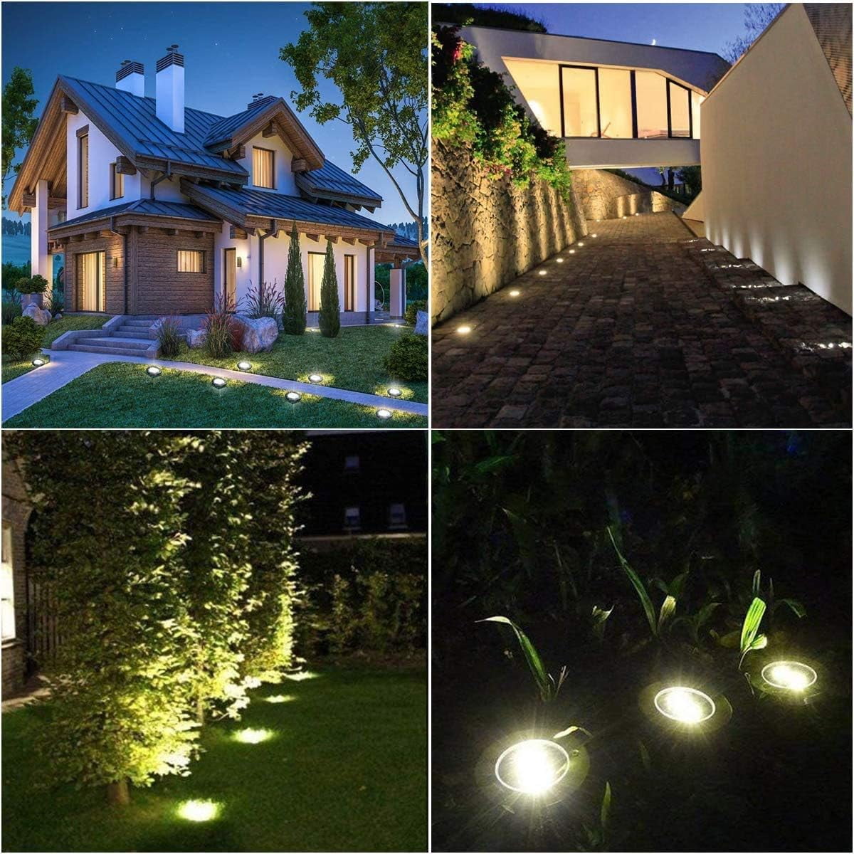 BN-LINK Solar Ground Lights, Waterproof Solar Garden Lights, Outdoor Garden Waterproof Lights, Landscape Lights for Outside Patio Pathway Yard Lawn Driveway Deck Step Walkway(12 Pack White Light)